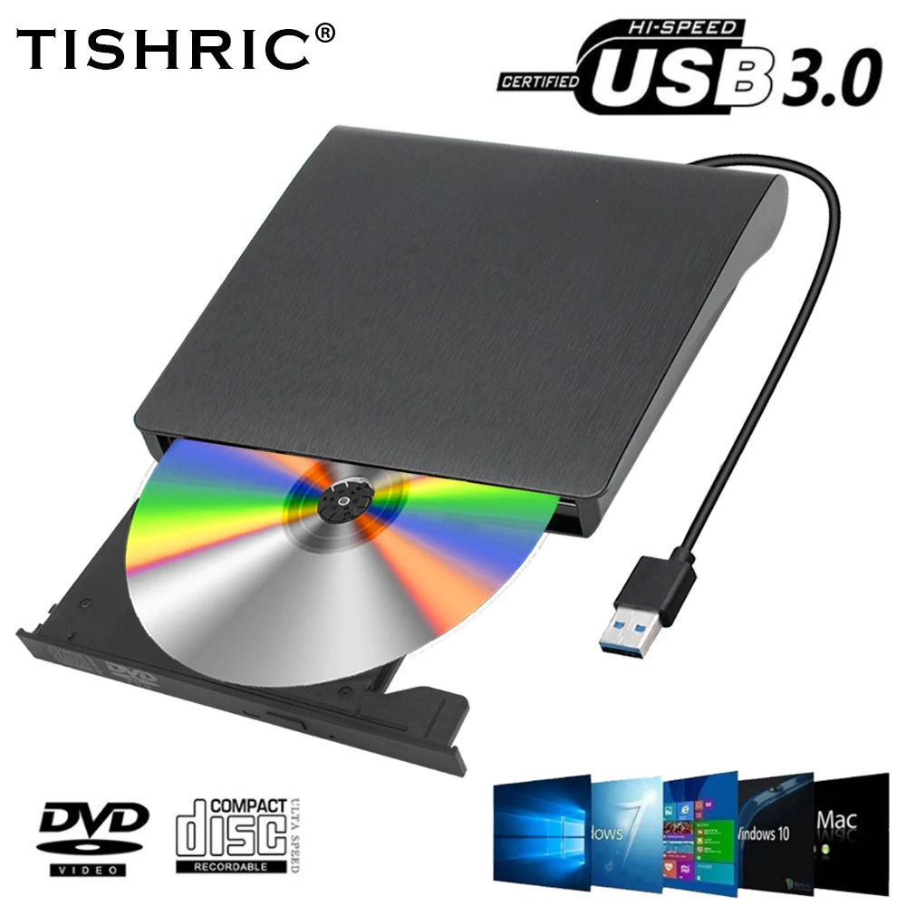 TISHRIC USB External DVD/CD Drive – USB 3.0 & Type-C External Optical Drive PRIMED USB3.0 China Mainland