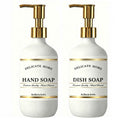 Matte White Soap Dispensers 2-Pack 500ml | Gold Pump Bottles Soap Dispenser Set PRIMED matte white