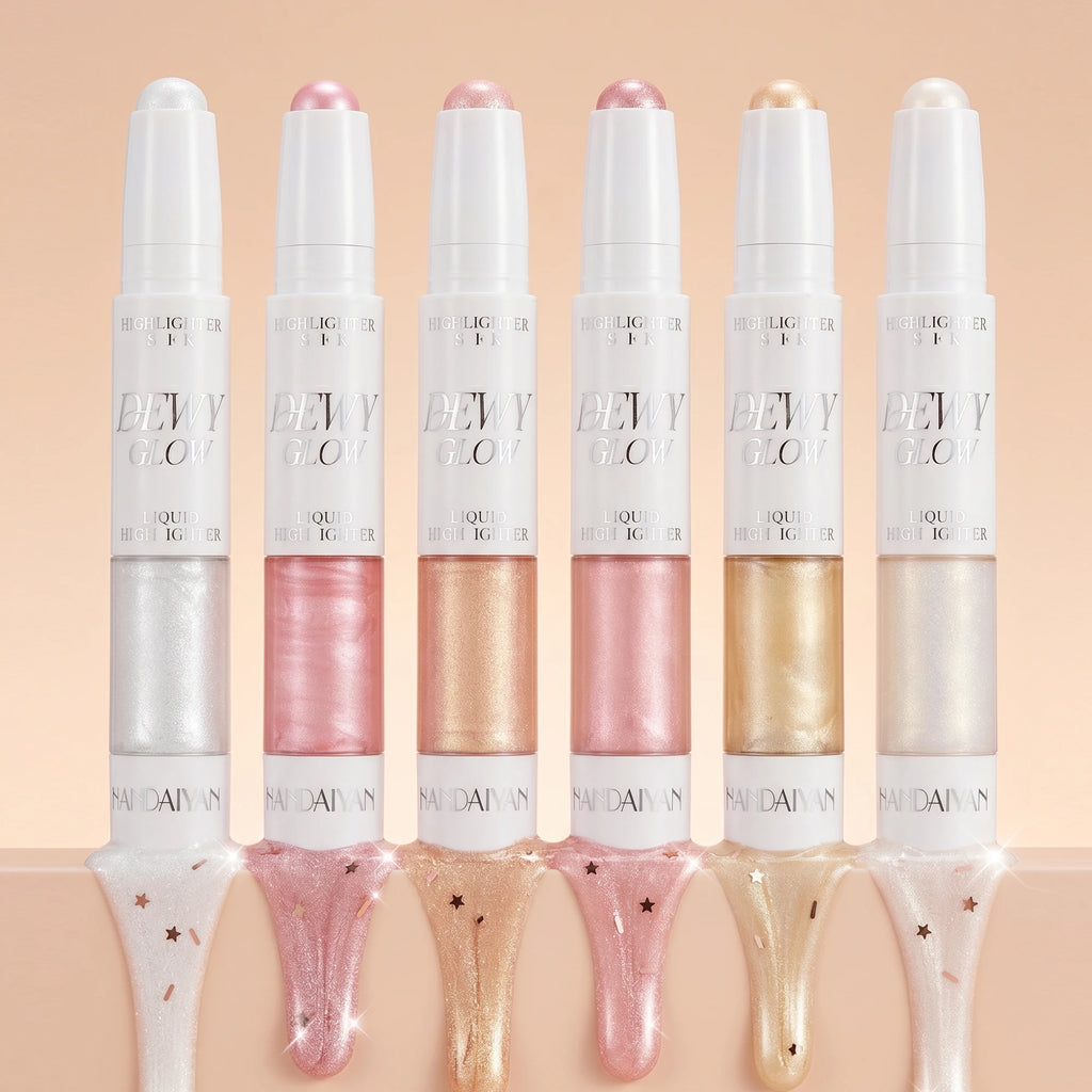 Handaiyan Double-Head Highlighter Stick – Pink & Silver Glow Pen Highlight Pen PRIMED
