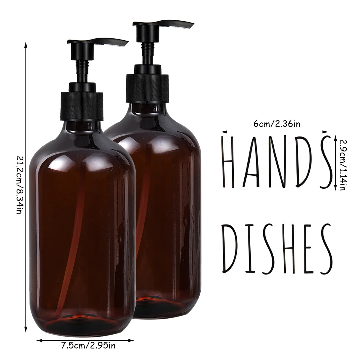 2-Pack Amber Soap Dispenser – Large Capacity Kitchen & Bath Soap Dispenser Set PRIMED