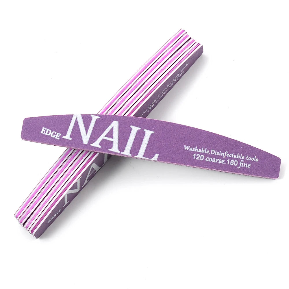 Purple Crescent Nail File Set | Dual 120/180 Grit Manicure Tool