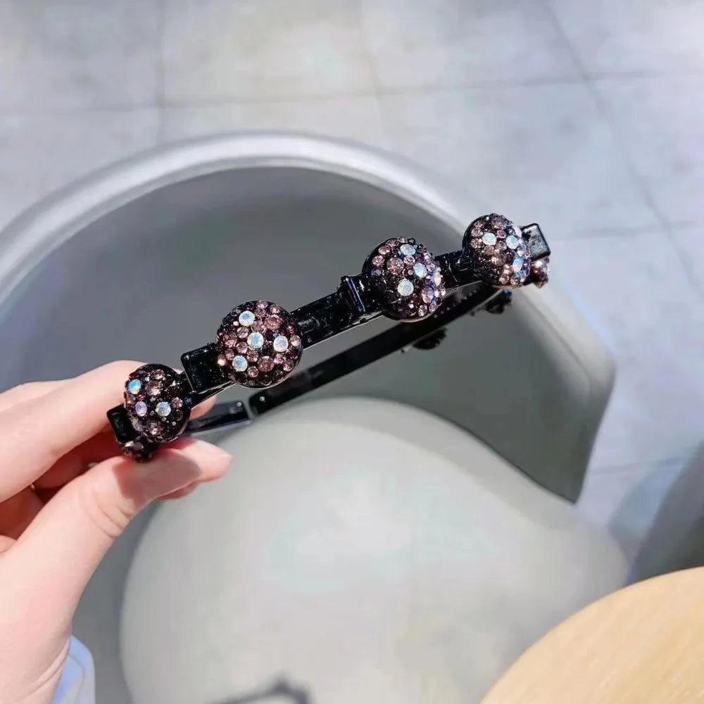 Rhinestone Crystal Double-Layer Clip Headband for Women