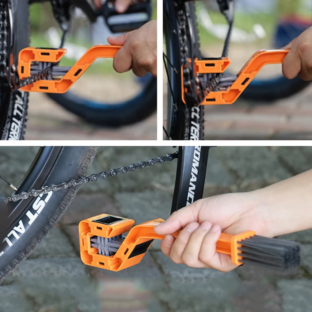 Double-Head Bike Chain Cleaner & Gear Cleaning Brush Tool Chain Cleaning Brush PRIMED