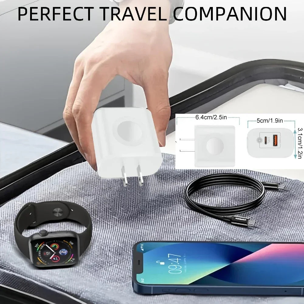 PD 20W 3-in-1 Fast Charger – USB-C, USB-A & Apple Watch Wireless Charging Station PRIMED