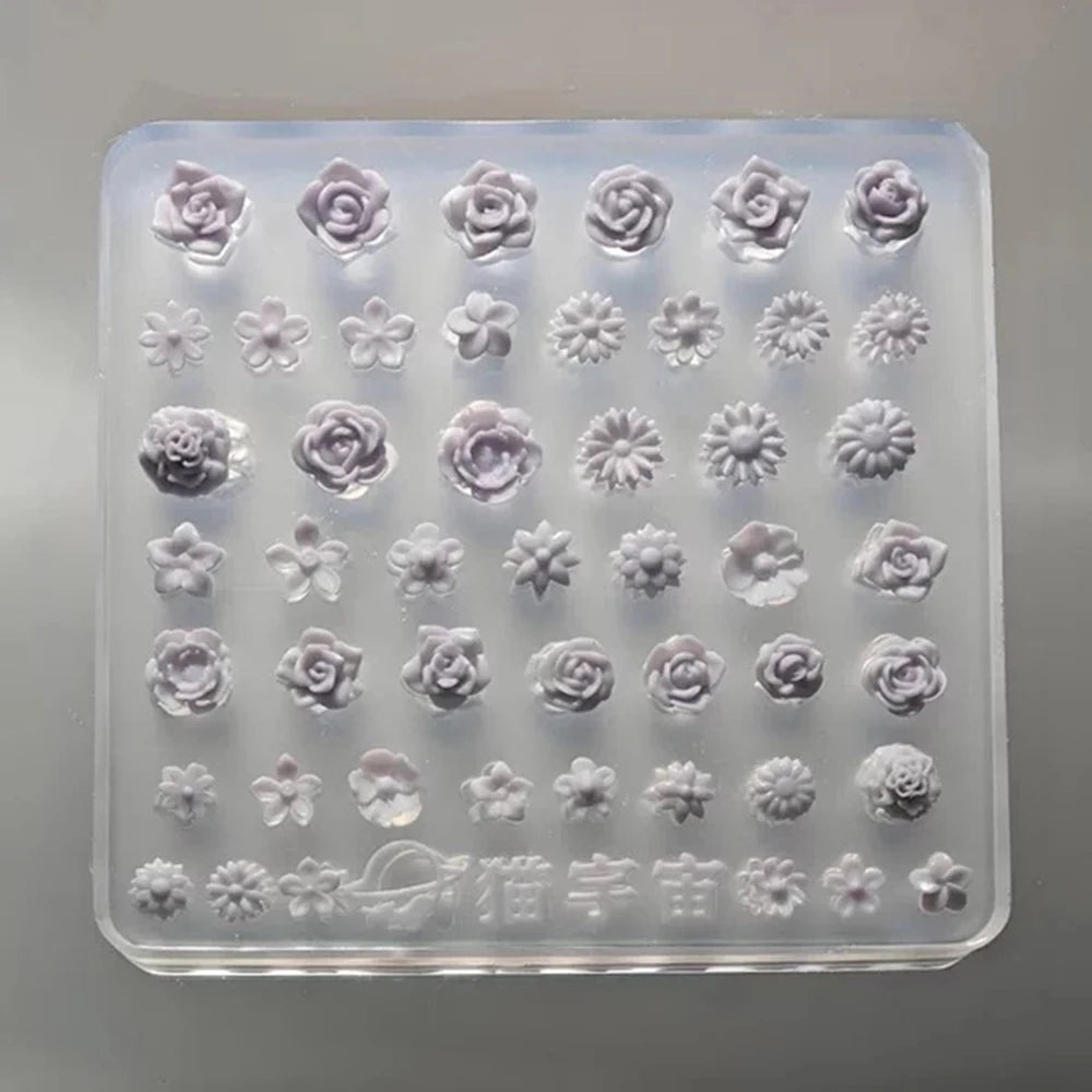 3D Floral Silicone Nail Art Mold – Rose & Mixed Flower DIY