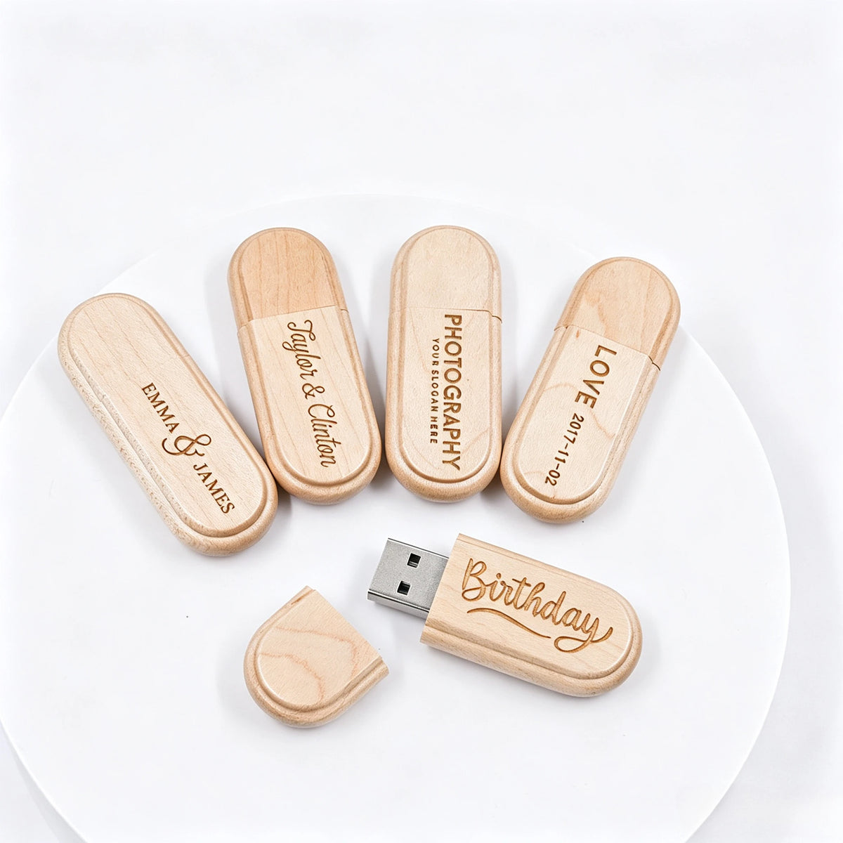 20pcs Wood USB 3.0 Flash Drives Custom Logo 4GB–64GB Bulk USB Flash Drive PRIMED