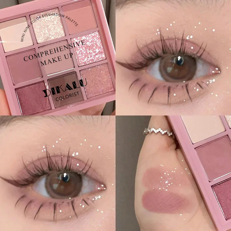 DIKALU 9-Color Punk Smoky Eyeshadow Palette – Shimmer & Matte