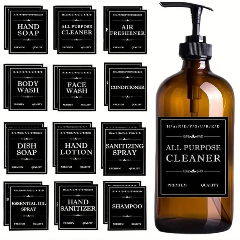 Waterproof Bathroom Bottle Labels 5-Pack – PVC Stickers