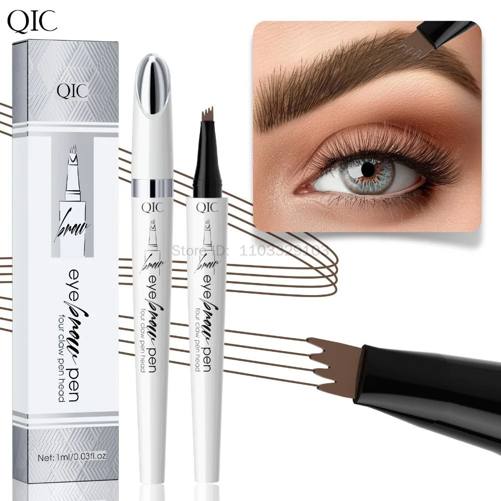 Waterproof 4-Tip Microblade Eyebrow Pen – Smudge-Proof Brow Eyebrow Makeup Pen PRIMED
