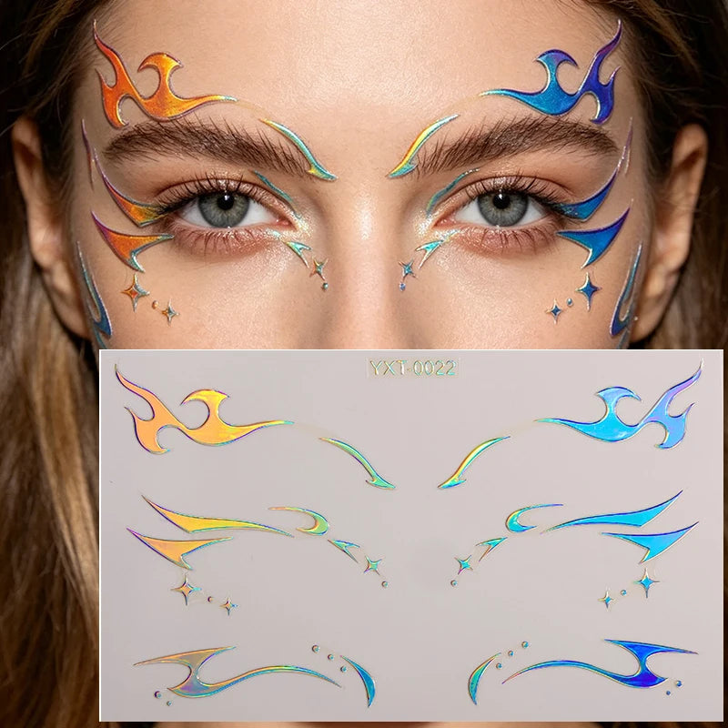 Holographic Laser Eyeliner Stickers – Waterproof Face Art Decals Face Art Sticker PRIMED YXT-022-1Pc