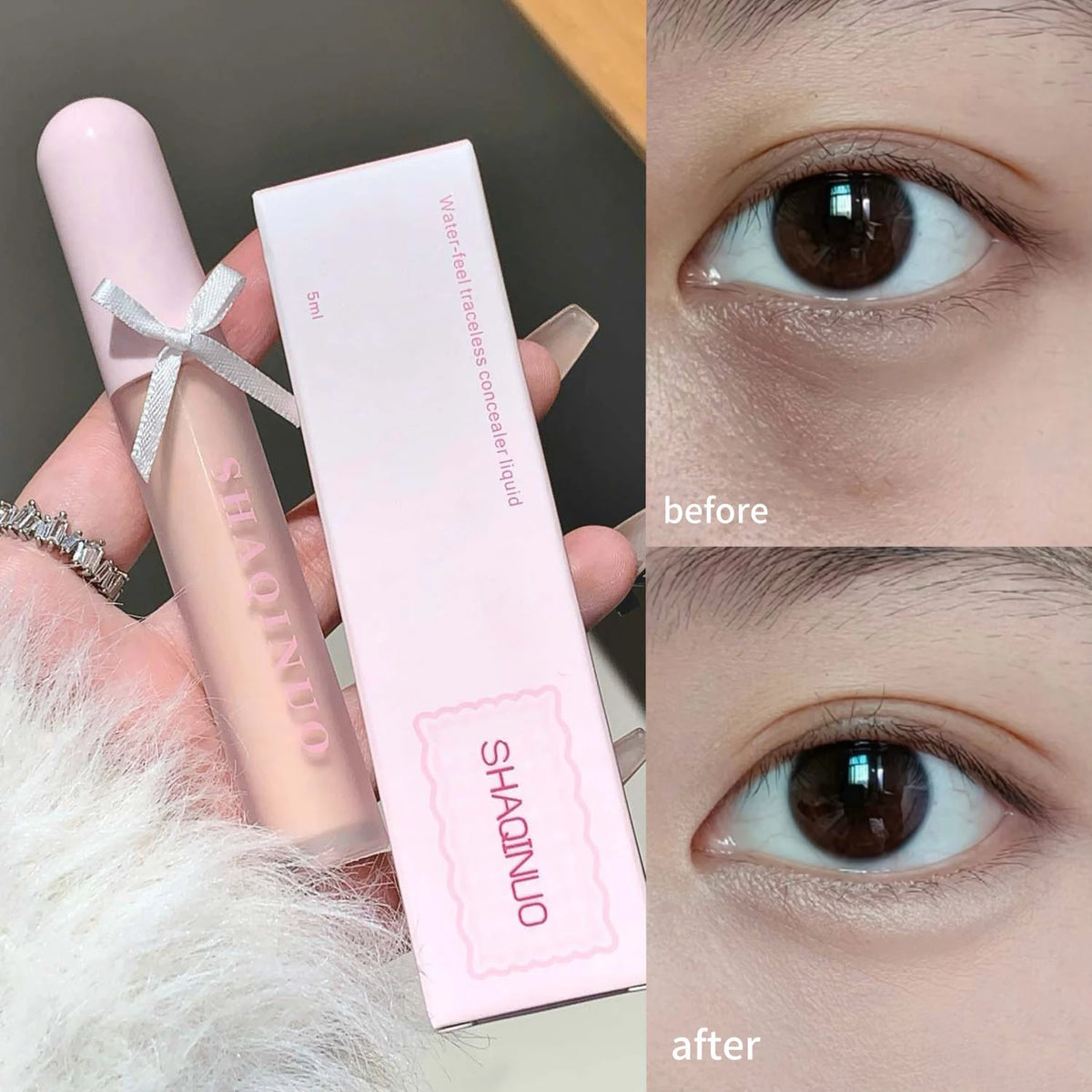 SHAQINUO Liquid Concealer – Full Coverage Waterproof, 3 Shades