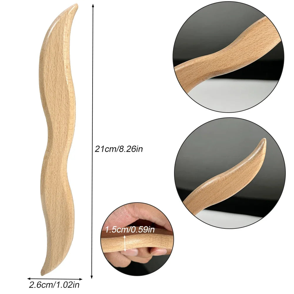 Wooden Dolphin Gua Sha Massage Tool | Beech Wood Body Scraper