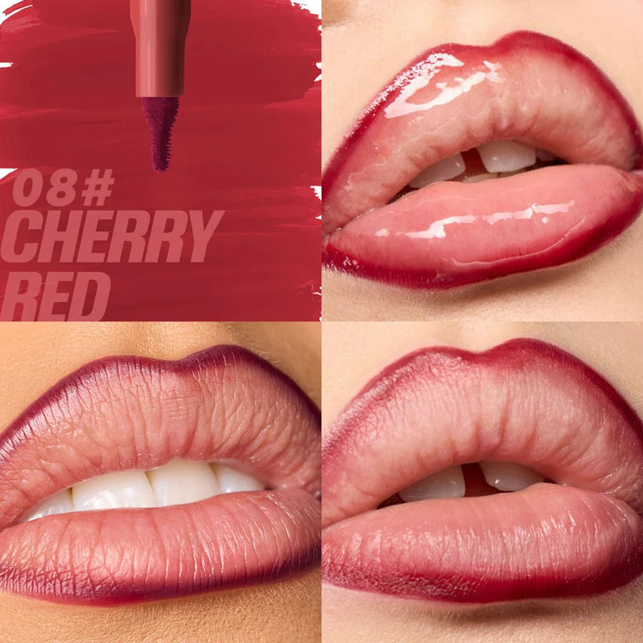Waterproof Velvet Matte Lip Liner Pencil – Nude & Cherry Red