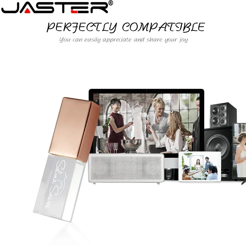 JASTER Crystal USB Flash Drive 2.0 | 4GB–128GB Custom Logo Gift USB Flash Drive PRIMED