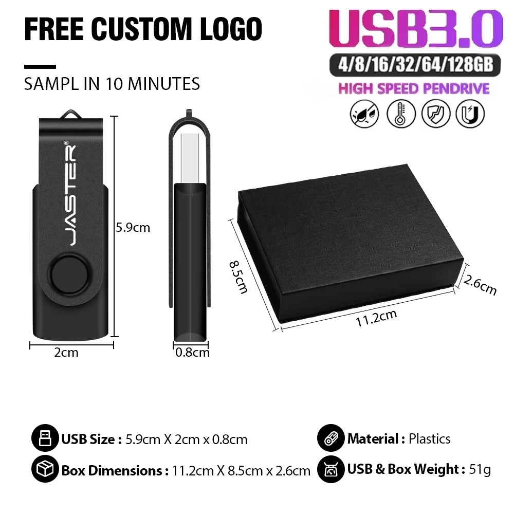 JASTER USB 3.0 Flash Drive 16–128GB | Free Custom Logo USB Flash Drive PRIMED