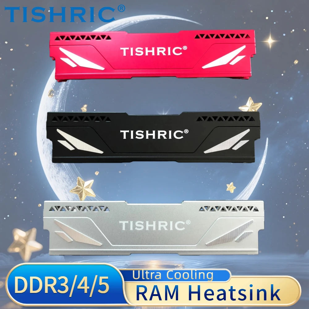 TISHRIC DDR5/DDR4/DDR3 Aluminum RAM Heatsink with Thermal Pad RAM Heatsink Cooler PRIMED