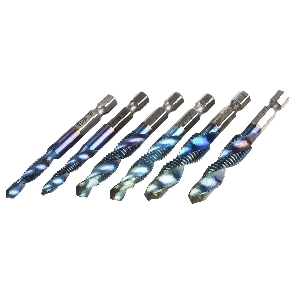 12-Pc HSS Hex Shank Drill & Tap Set M3–M10 Wide Spiral Groove Drill & Tap Set PRIMED