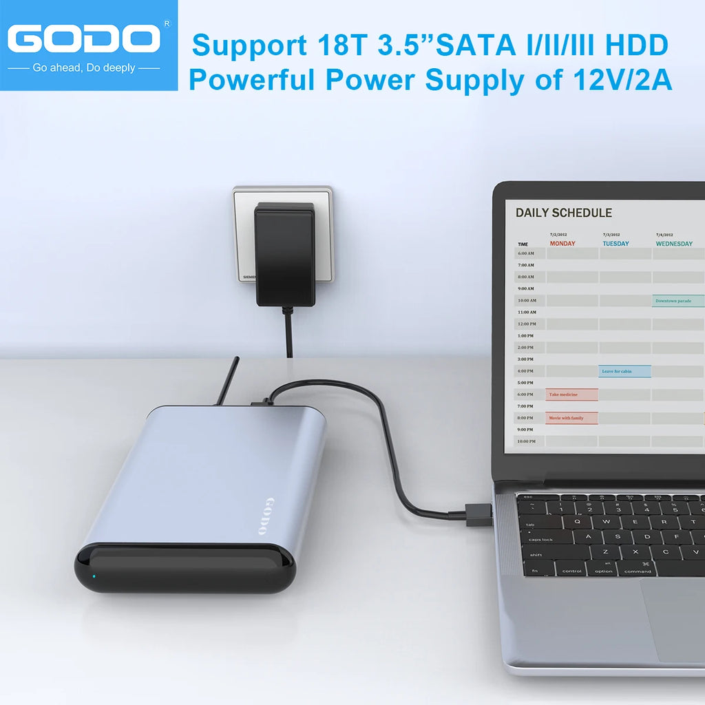 GODO USB 3.0 Aluminum HDD Docking Station 3.5" SATA SSD HDD Docking Station PRIMED