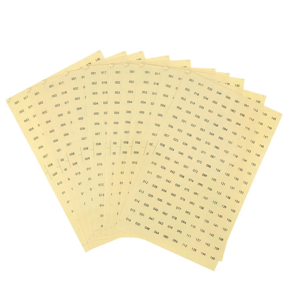 Waterproof Consecutive Number Label Stickers – 10 Sheets Clear