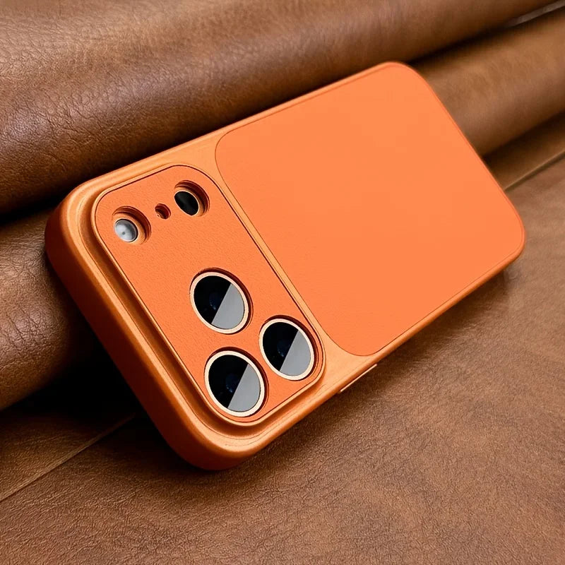 Luxury Leather Retro iPhone Case 11–17 Pro Max | Gusakov Leather iPhone Case PRIMED Orange iPhone 16 Pro Max
