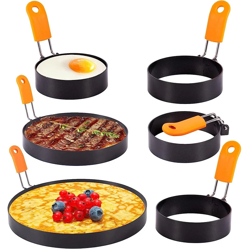 Stainless Steel Egg Ring & Pancake Mold with Silicone Handle Egg Ring Mold PRIMED