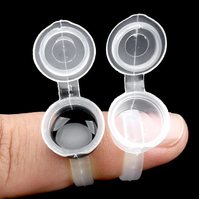 50pcs Disposable Eyelash Glue Rings | Lash Extension Fan Cups Lash Extension Supplies PRIMED