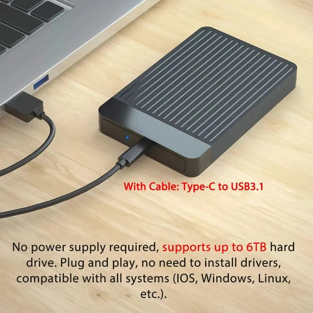 USB 3.1 2.5" SATA SSD HDD Enclosure – 6Gbps External Case HDD SSD Enclosure PRIMED