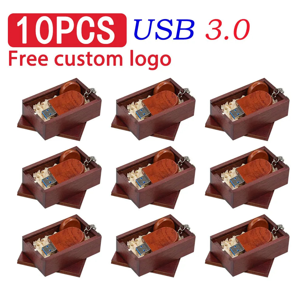 10-Pack Custom Logo Maple Wood USB 3.0 Flash Drives 8–128GB Wooden USB Flash Drive PRIMED 8 GB Rose-BOX