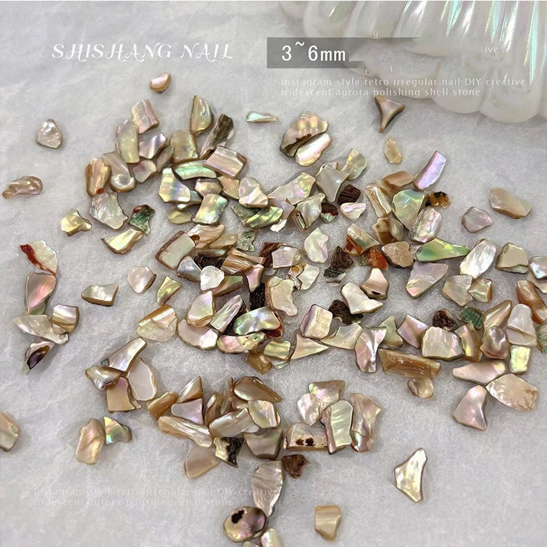 Natural Abalone Shell Nail Charms | Aurora Flatback Stones