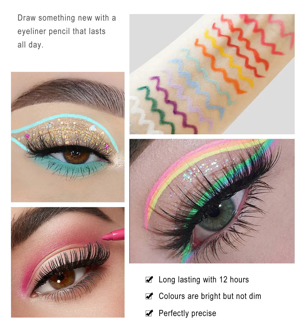 Handaiyan 20-Piece Colored Waterproof Eyeliner Pencil Set Colored Eyeliner Set PRIMED