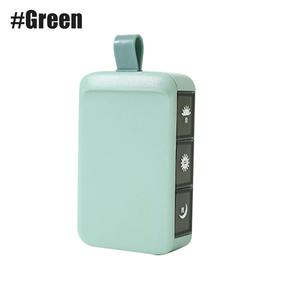 3-Compartment Pill Organizer with Timer | Travel Pill Box Pill Organizer PRIMED Green