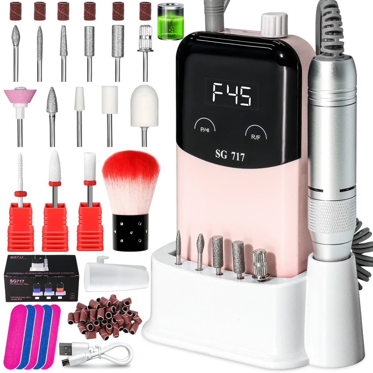 Professional 45000RPM Rechargeable Electric Nail Drill Machine