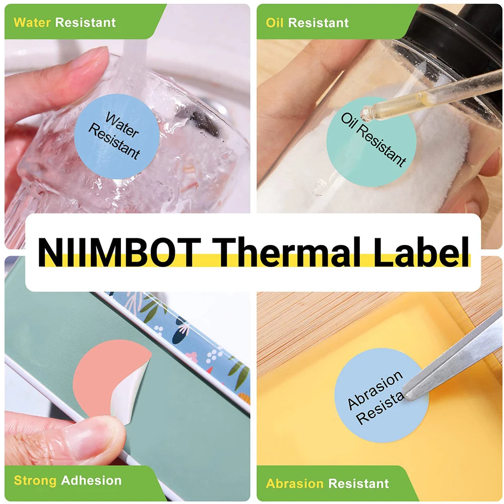 Niimbot Round White Label Rolls for B1 B21 Printer | Multi-Size Label Sticker Rolls PRIMED