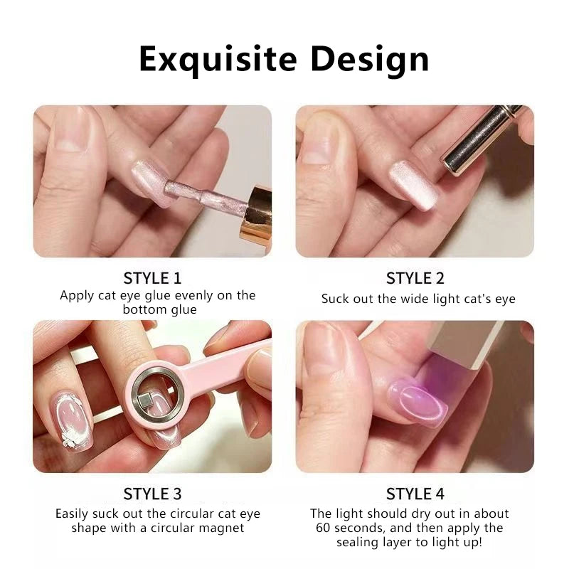 Cat Eye Nail Magnet Ring Tool with Handle – DIY Nail Art Nail Art Magnet Tool PRIMED