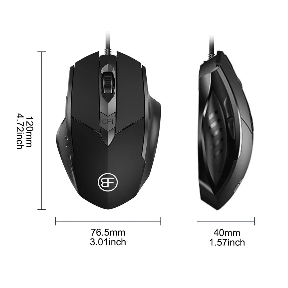 MissionFit Ergonomic USB Wired Mouse – 6 Buttons, 7200 DPI Wired Optical Mouse PRIMED
