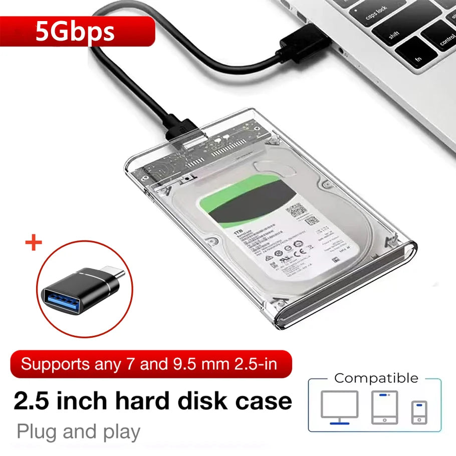 USB 3.0 & Type-C 2.5" SATA SSD/HDD Enclosure Tool-Free HDD Enclosure PRIMED