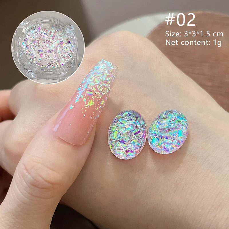 3D Holographic Nail Glitter Rhinestones – DIY Nail Art Decor Nail Art Glitter PRIMED 02