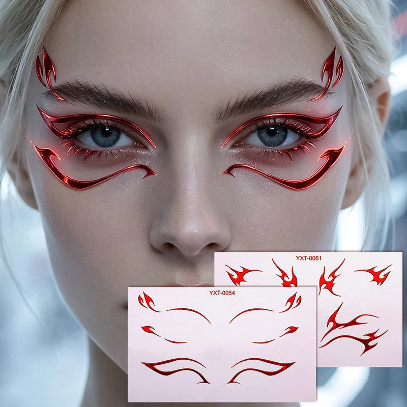 Purple Red Metallic Eye Makeup Stickers | Temporary Tattoo