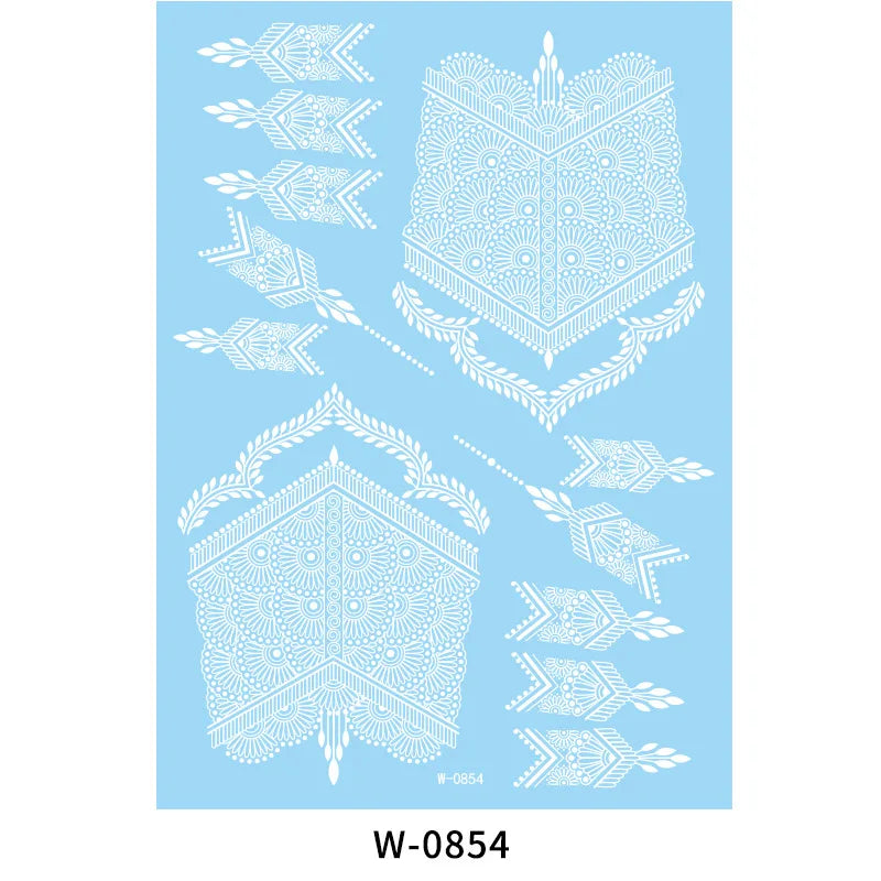 White Henna Flower Temporary Tattoo Sticker – Body Art