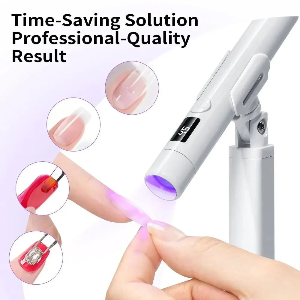 Rechargeable UV LED Nail Lamp | LCD Display & Dryer Stand
