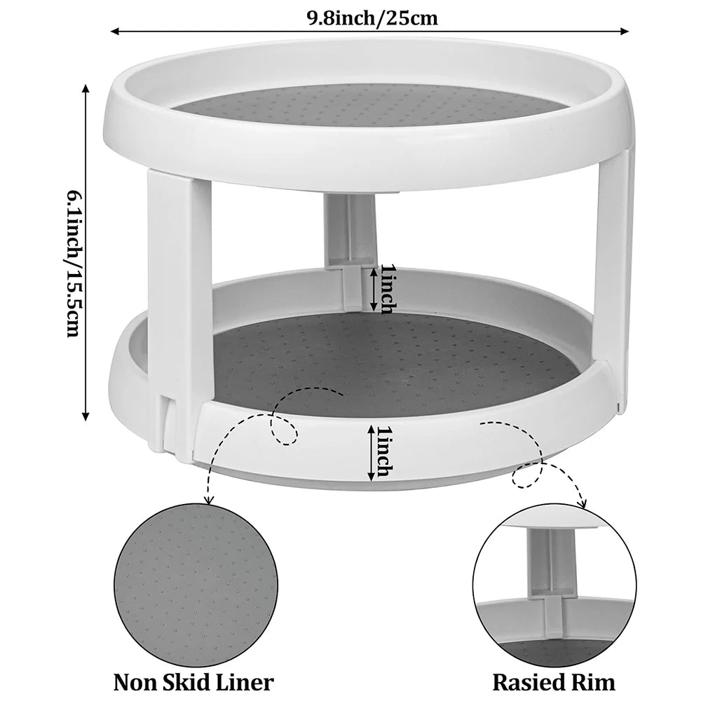LMETJMA 2-Tier Lazy Susan Spice Rack Organizer 360° Rotating Lazy Susan Organizer PRIMED