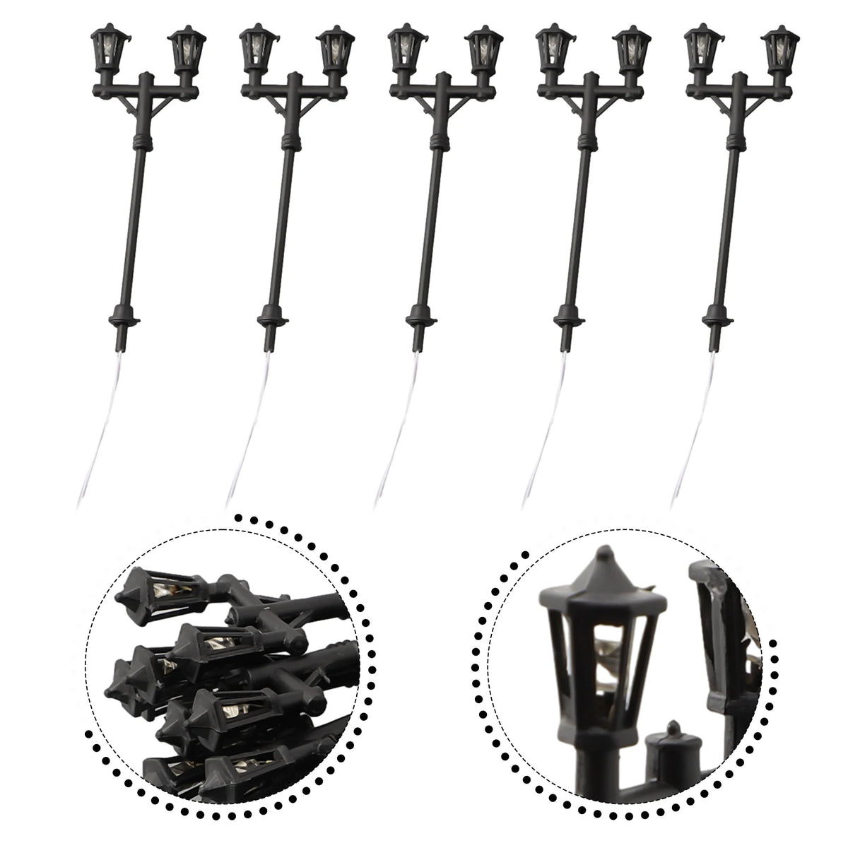 10 Pcs Miniature LED Lamp Posts – 1:100 Scale Model Lighting