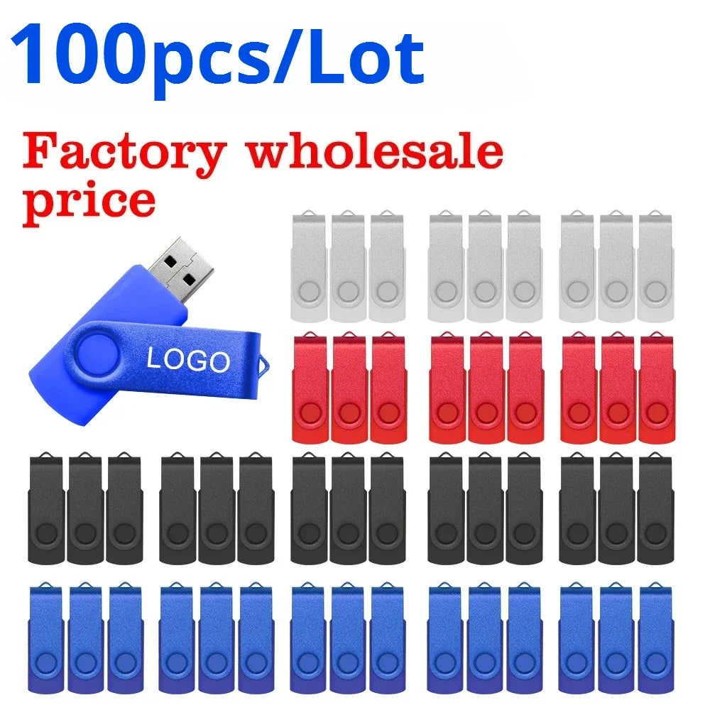 100-Pack Custom Logo USB Flash Drives 2.0 | 128MB–128GB USB Flash Drive PRIMED
