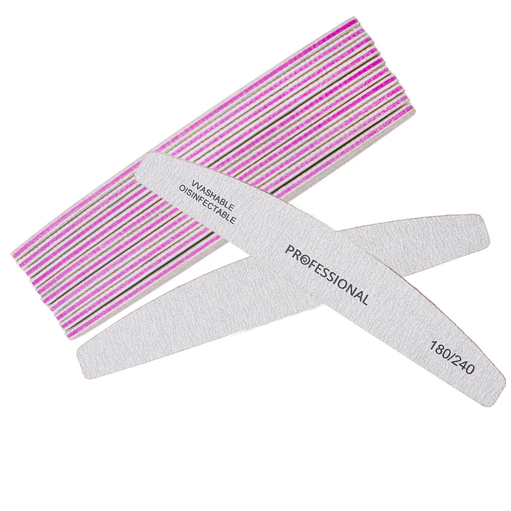 JEARLYU Banana Nail Files 5/10Pcs – 180/240 Grit Manicure Set Nail Files Set PRIMED