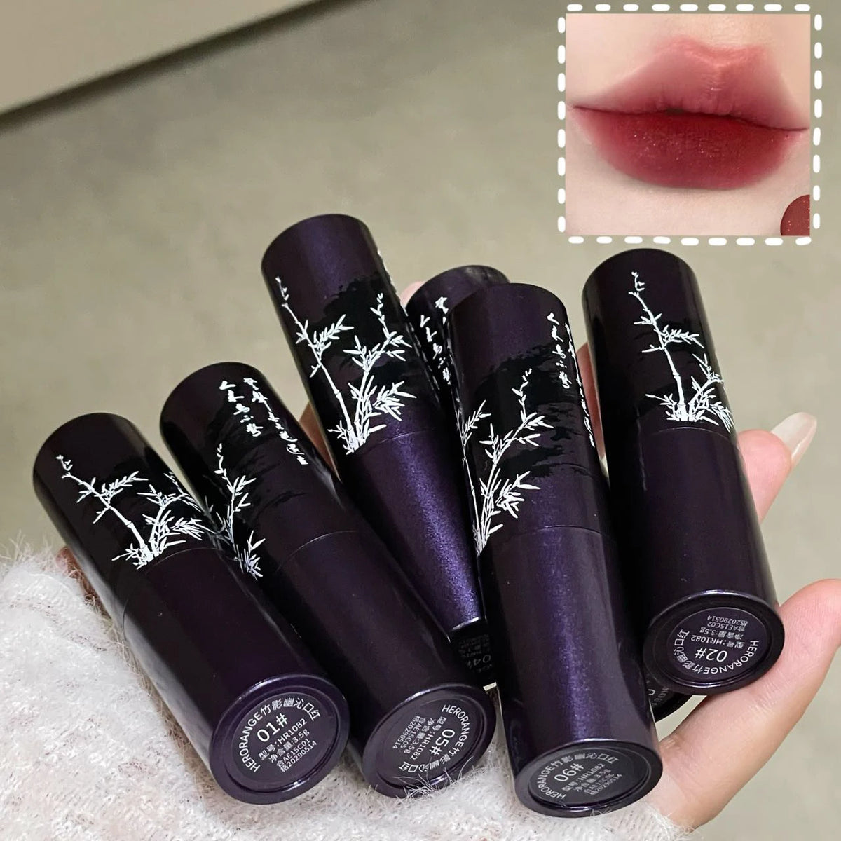 HERORANGE Matte Velvet Lip Gloss – Dark Red Waterproof Lipstick Matte Lip Gloss PRIMED