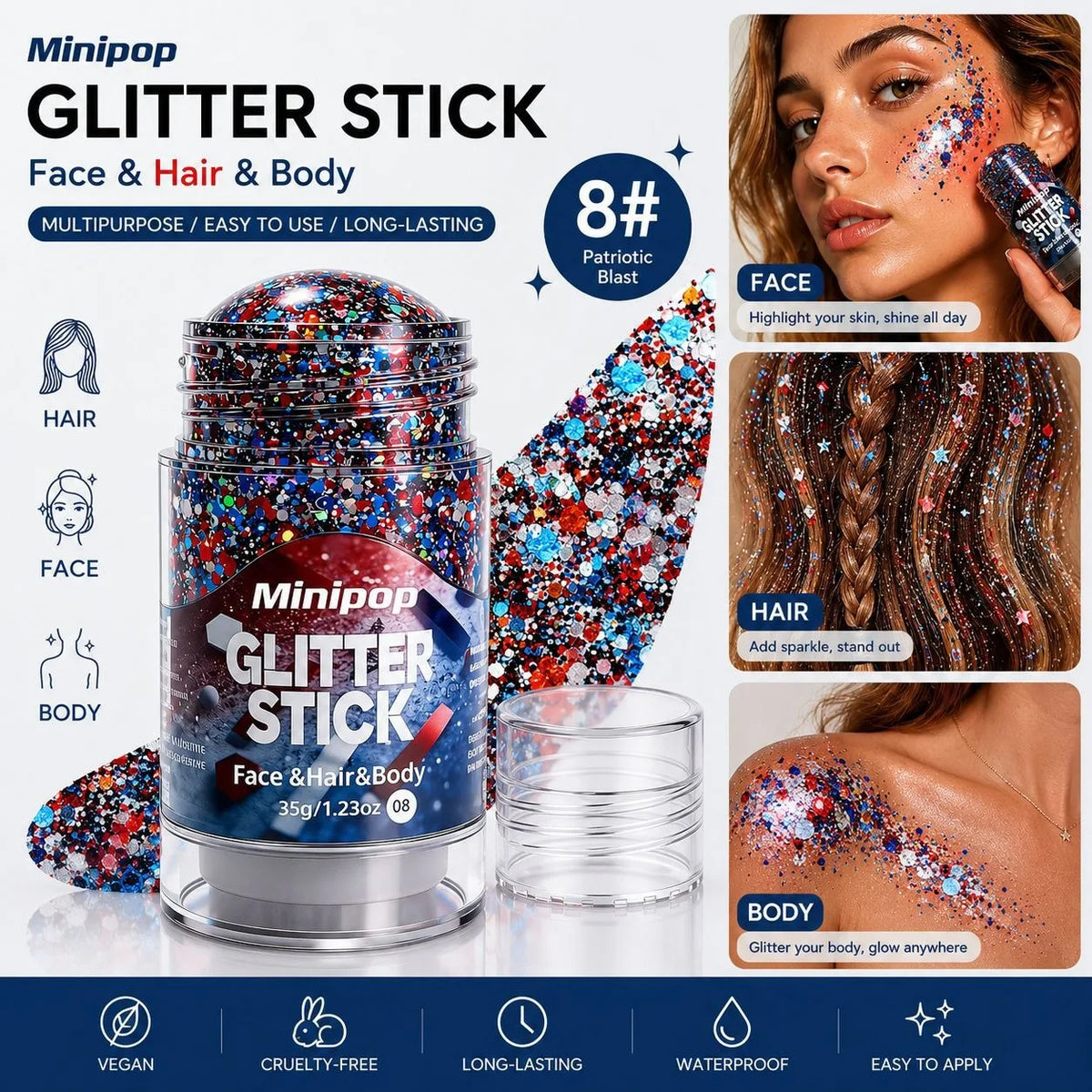 Star Sequin Glitter Stick – Face, Body & Hair Shimmer Makeup