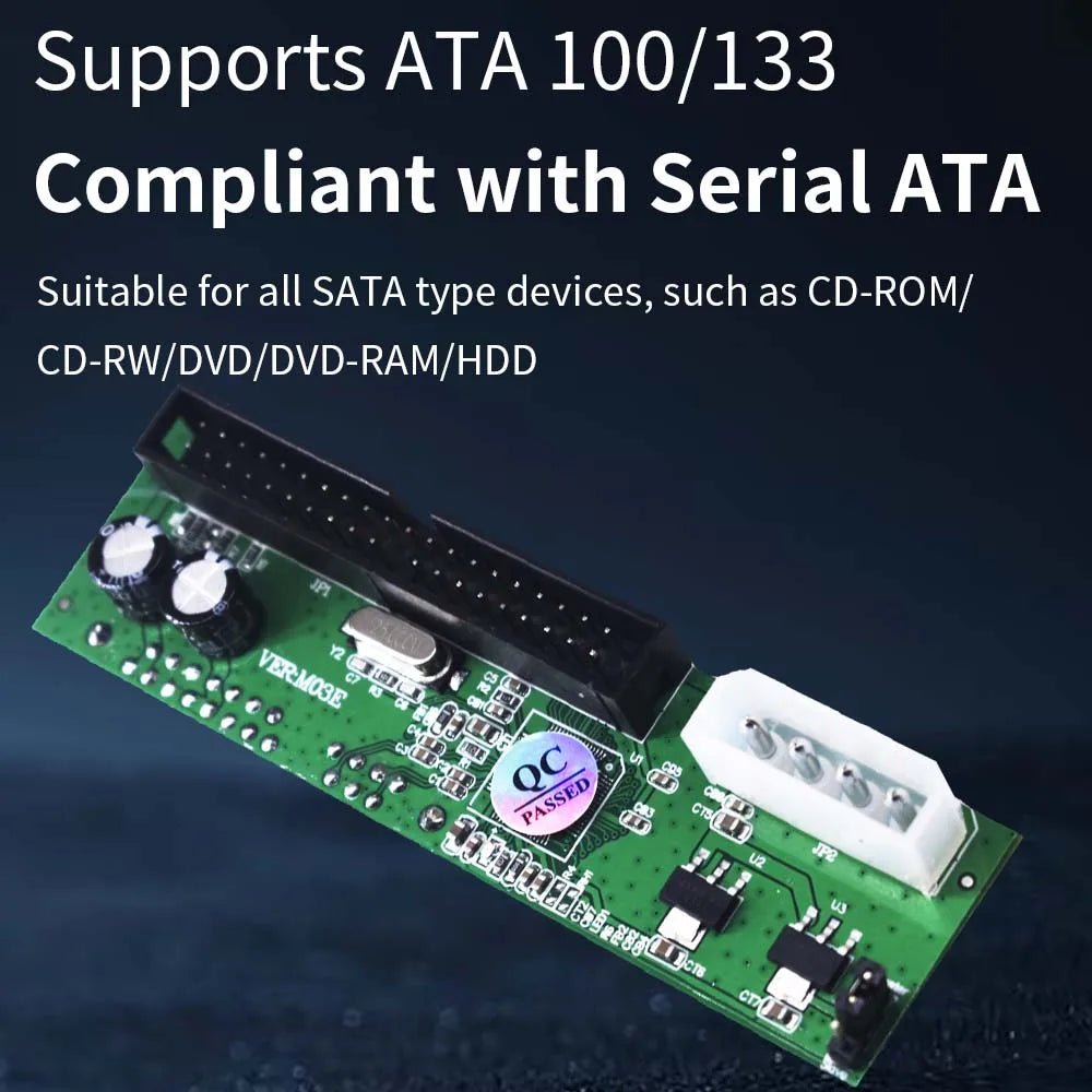 TISHRIC SATA to IDE Adapter 22Pin to 40Pin HDD DVD Converter Storage Adapter PRIMED