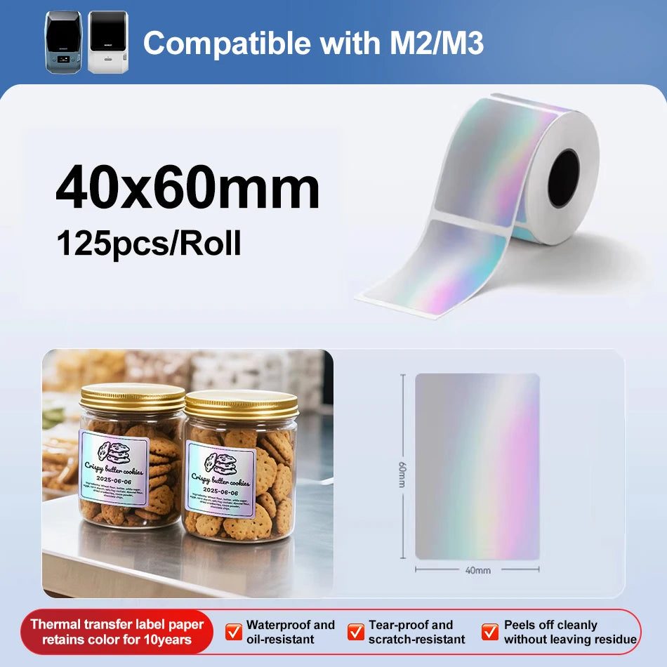 Niimbot M2 300DPI Portable Thermal Transfer Label Printer Thermal Label Printer PRIMED Only Laser40-60mm