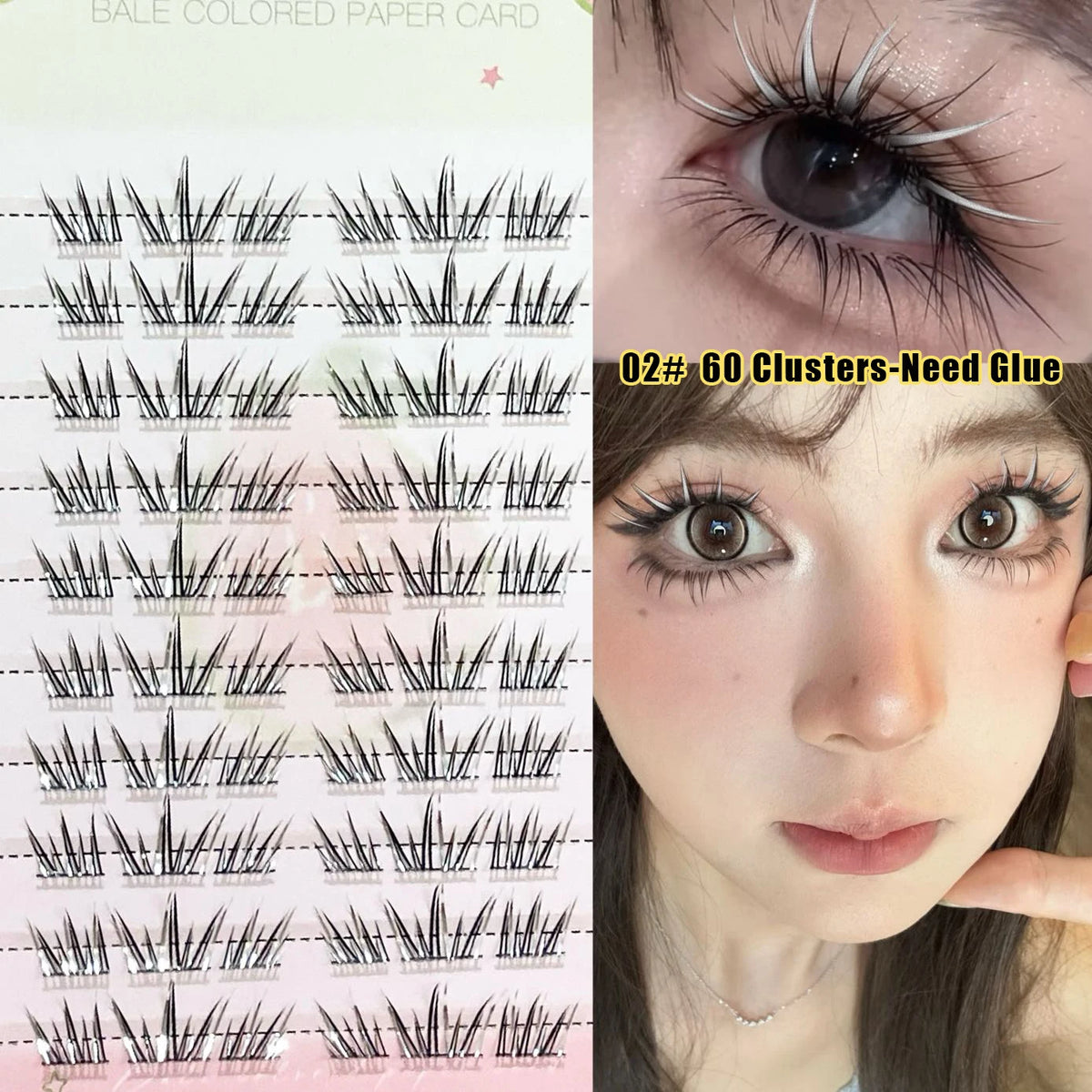 DIY Cluster False Eyelashes – Colorful Punk Lash Extensions False Eyelashes PRIMED 02 Need Glue C 0.05mm