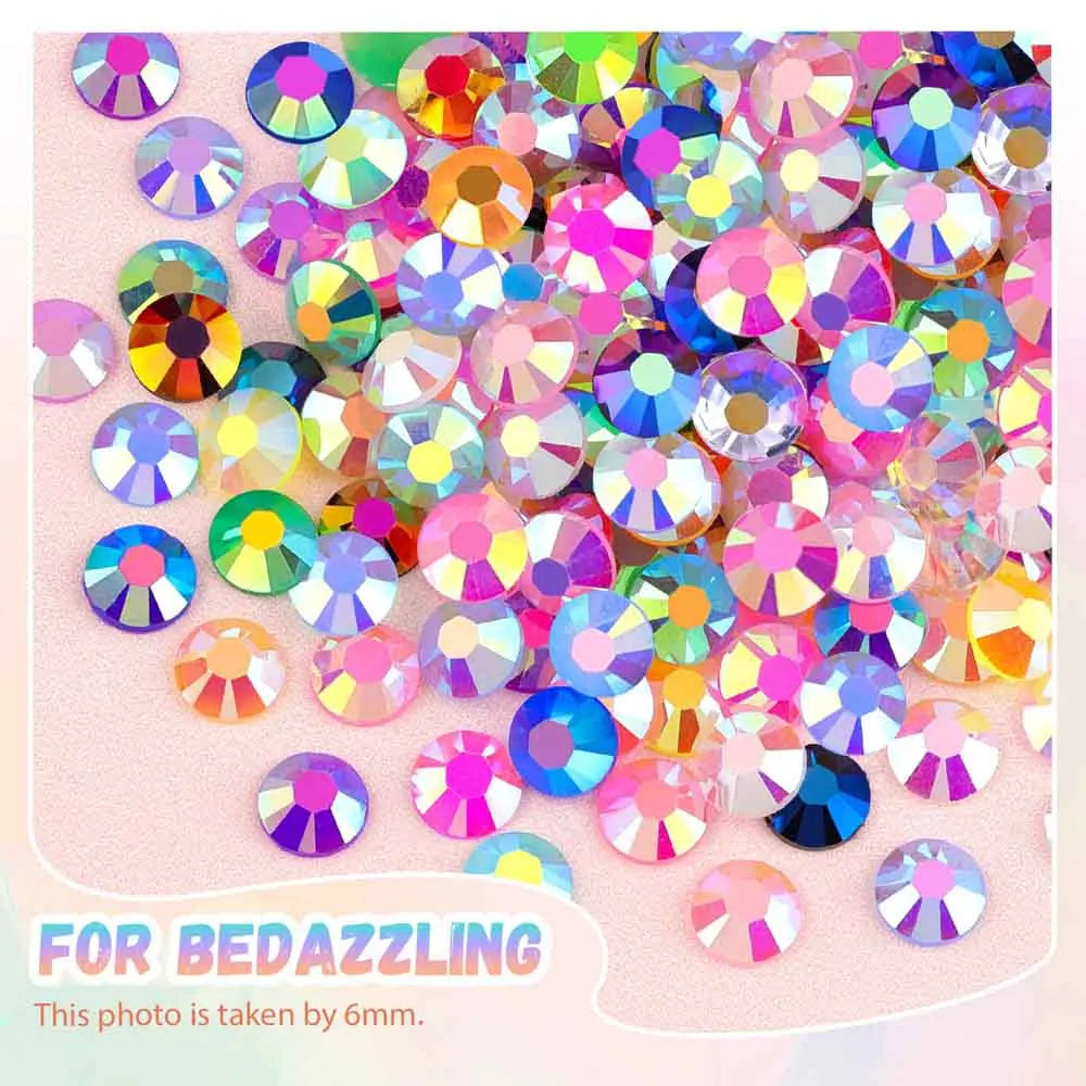 28-Grid AB Flatback Nail Rhinestones – Jelly Crystal Gems Set Nail Rhinestone Set PRIMED